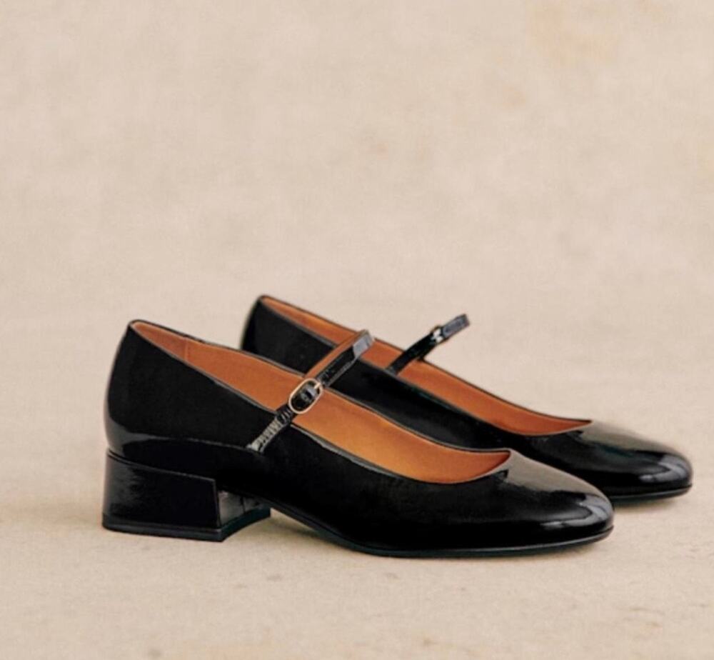 La Maille Sezane Angelique Mary Jane in Black Patent Size 8✨